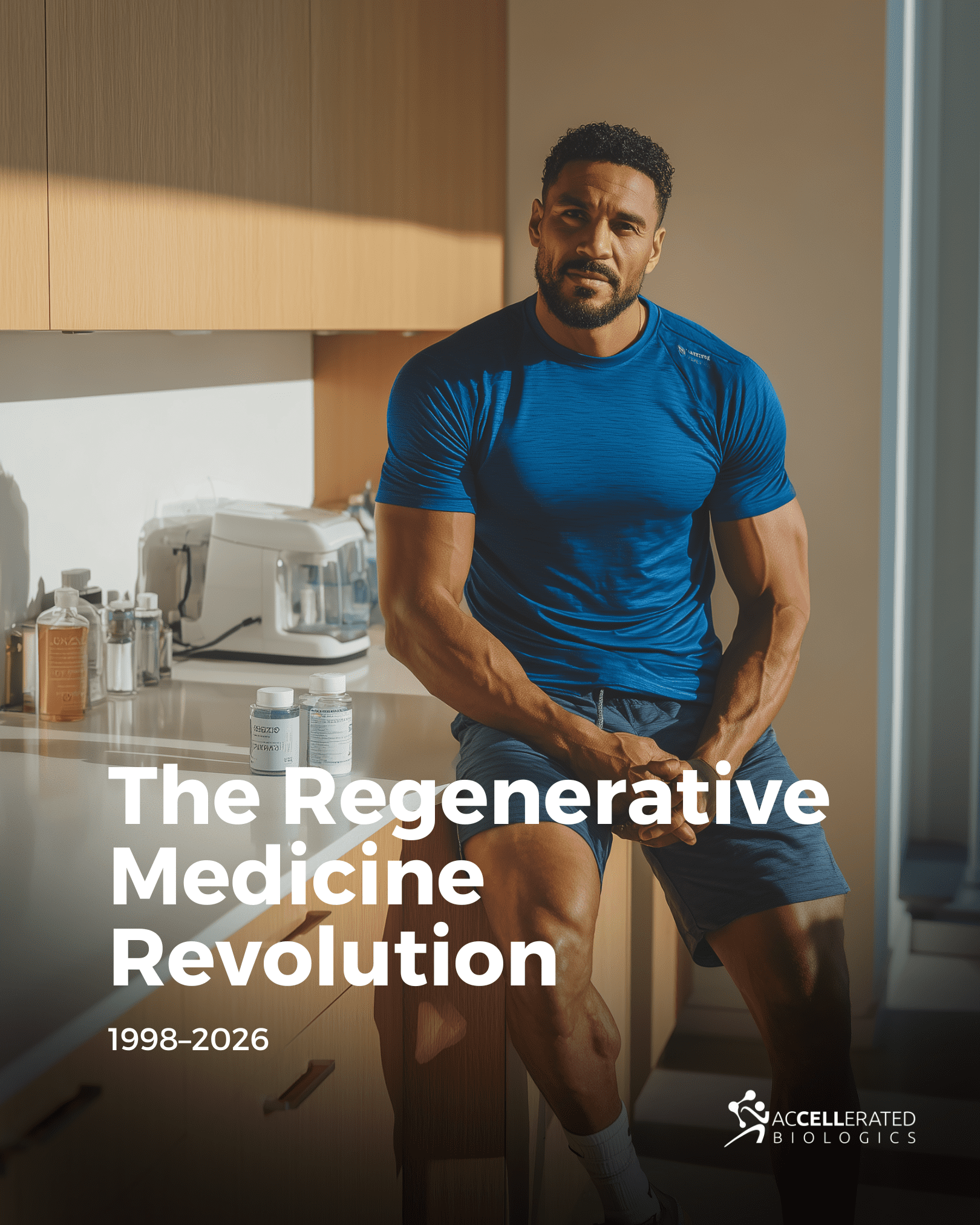 An athletic patient at a regenerative medicine clinic counter